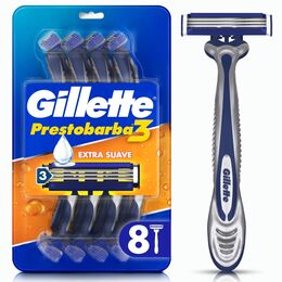 Máquina de Afeitar Gillette Prestobarba3 con 3 Hojas 8 Unidades