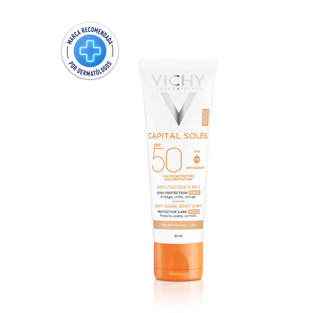 Protector Solar Rostro Capital Soleil Antimanchas 3 en 1 FPS 50+ 50 ml