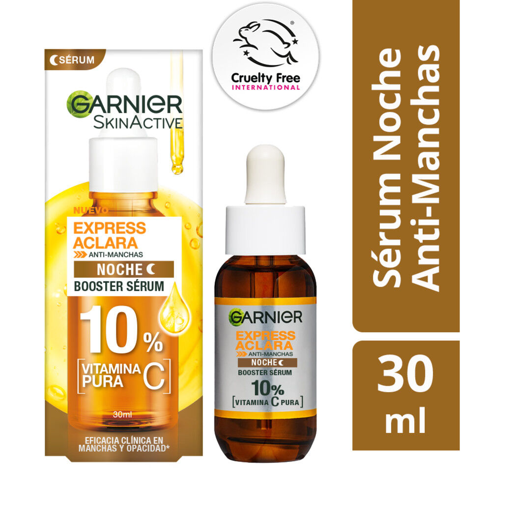 Sérum Garnier Express Aclara Vitamina C Noche 30ml Rápida Absorción