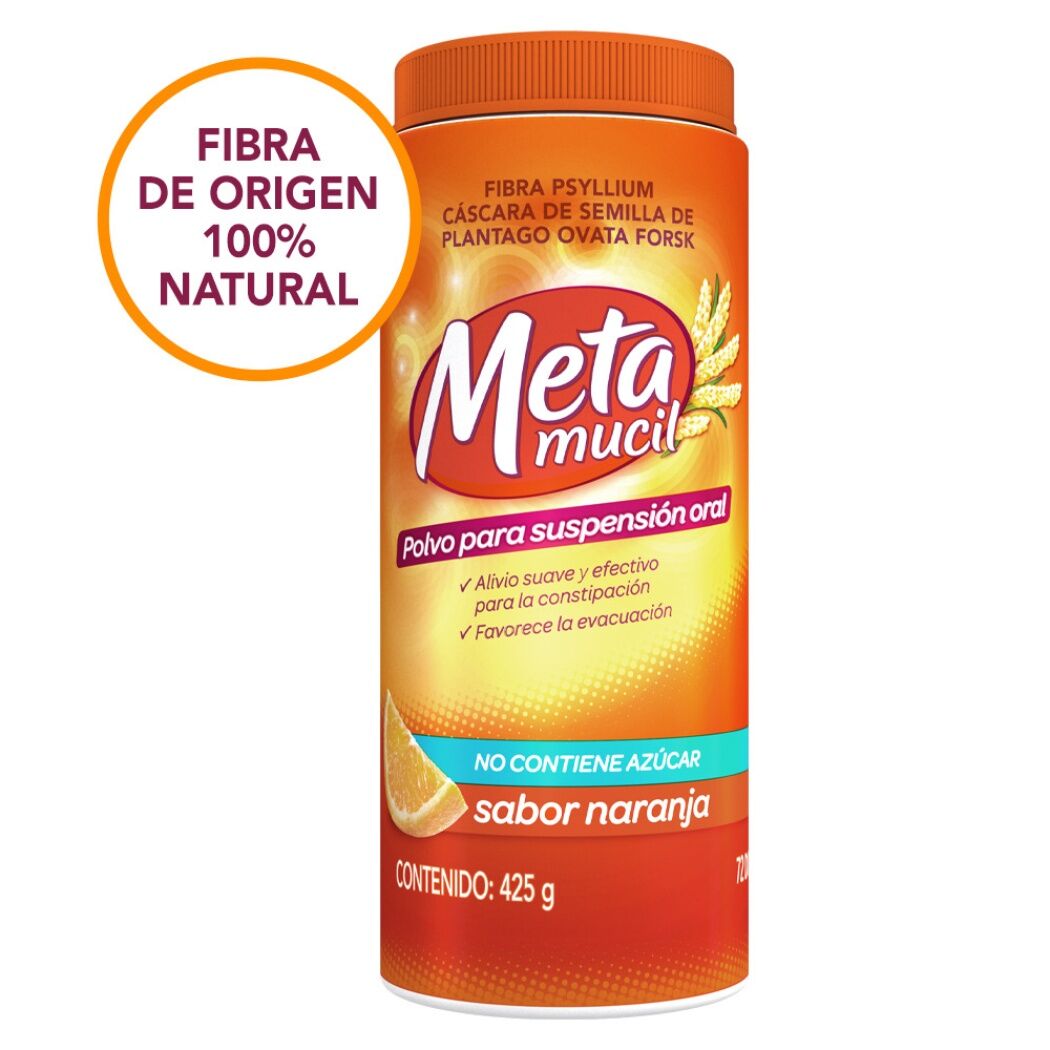 Metamucil Fibra Natural Soluble Sabor Naranja 425g