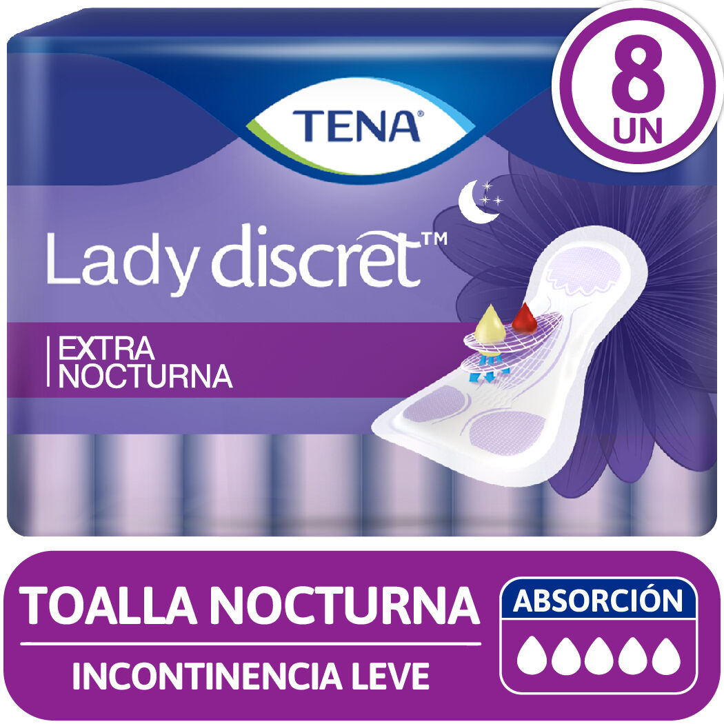 Toalla TENA Lady Discret Extra Nocturna 8 Unidades