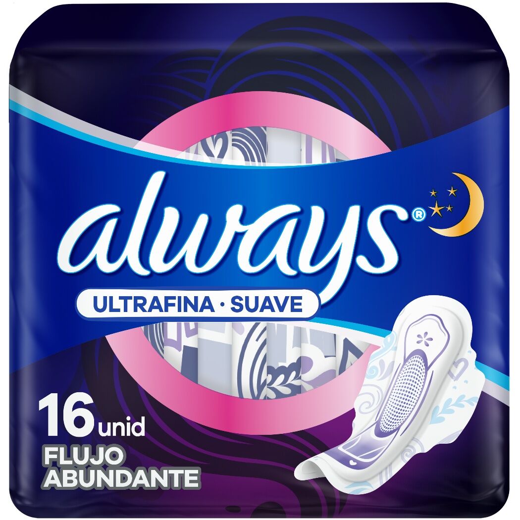Always Toallas Nocturnas Ultrafina Suave 16 Unidades