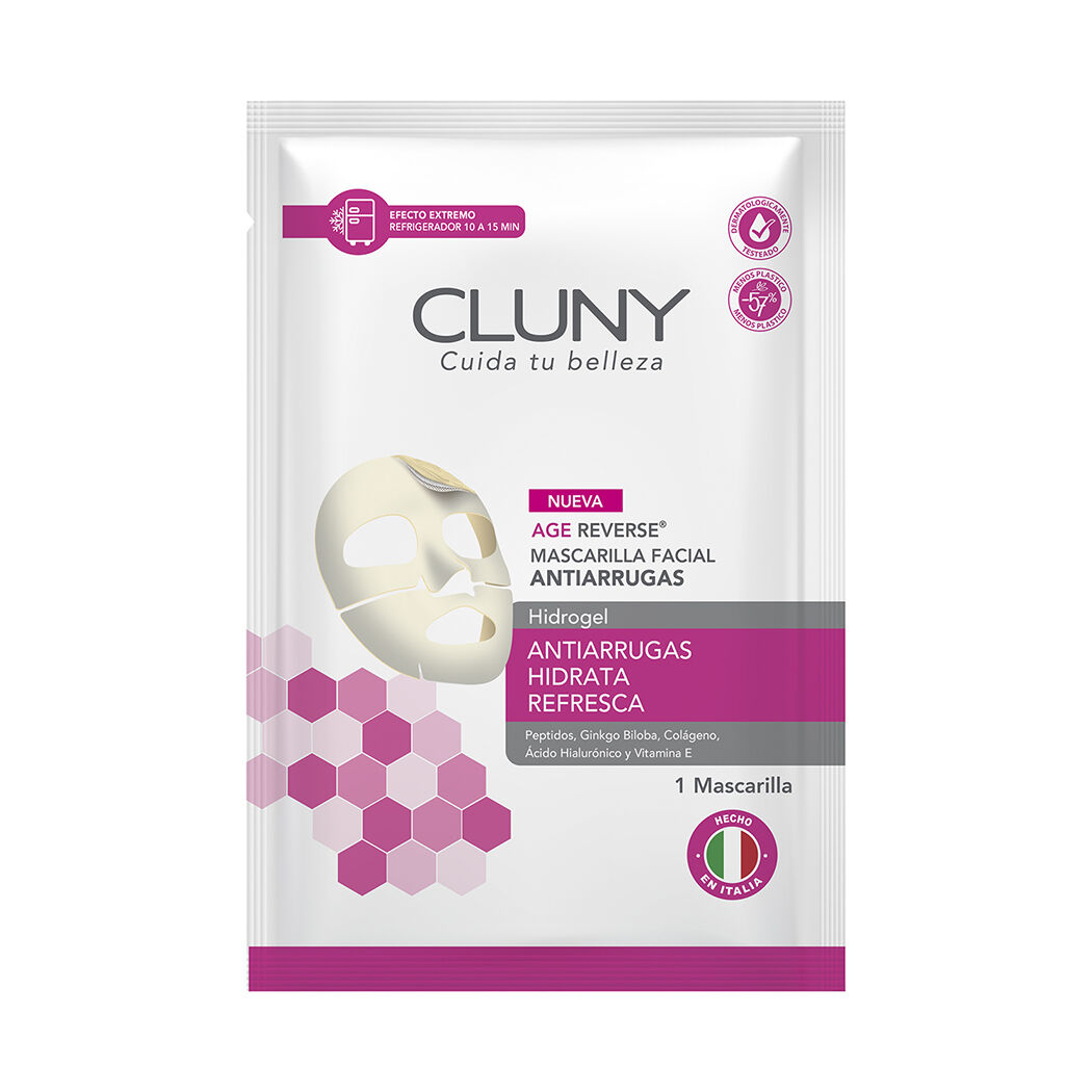 Mascarilla Facial Antiarrugas Cluny Hydrogel Face Mask Age Reverse 1 Unidad