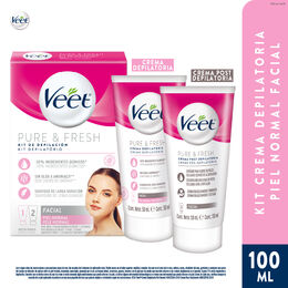 Veet Crema Depilatoria Kit Facial Piel Normal 2 Unidades
