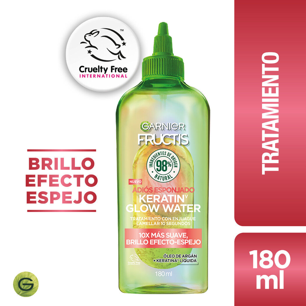 Tratamiento Keratin Glow Water Garnier Fructis Adiós Esponjado 180ml
