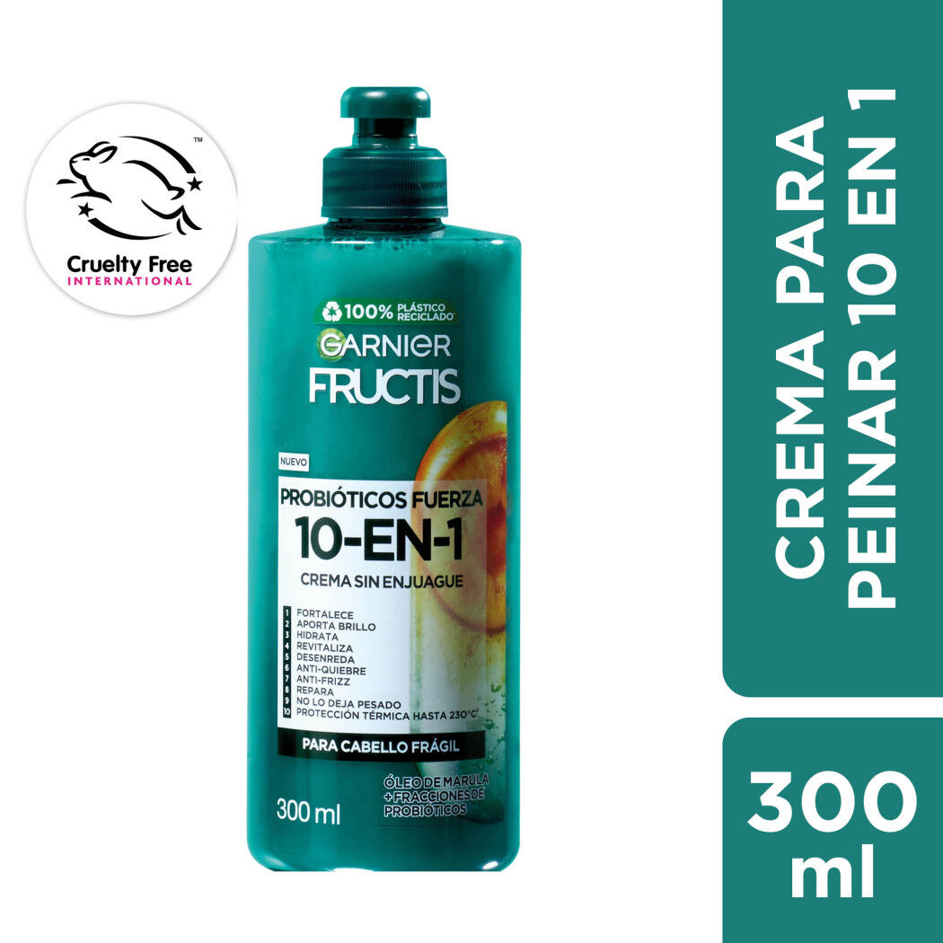 Crema Para Peinar 10 en 1 Garnier Fructis Probióticos Fuerza 300ml