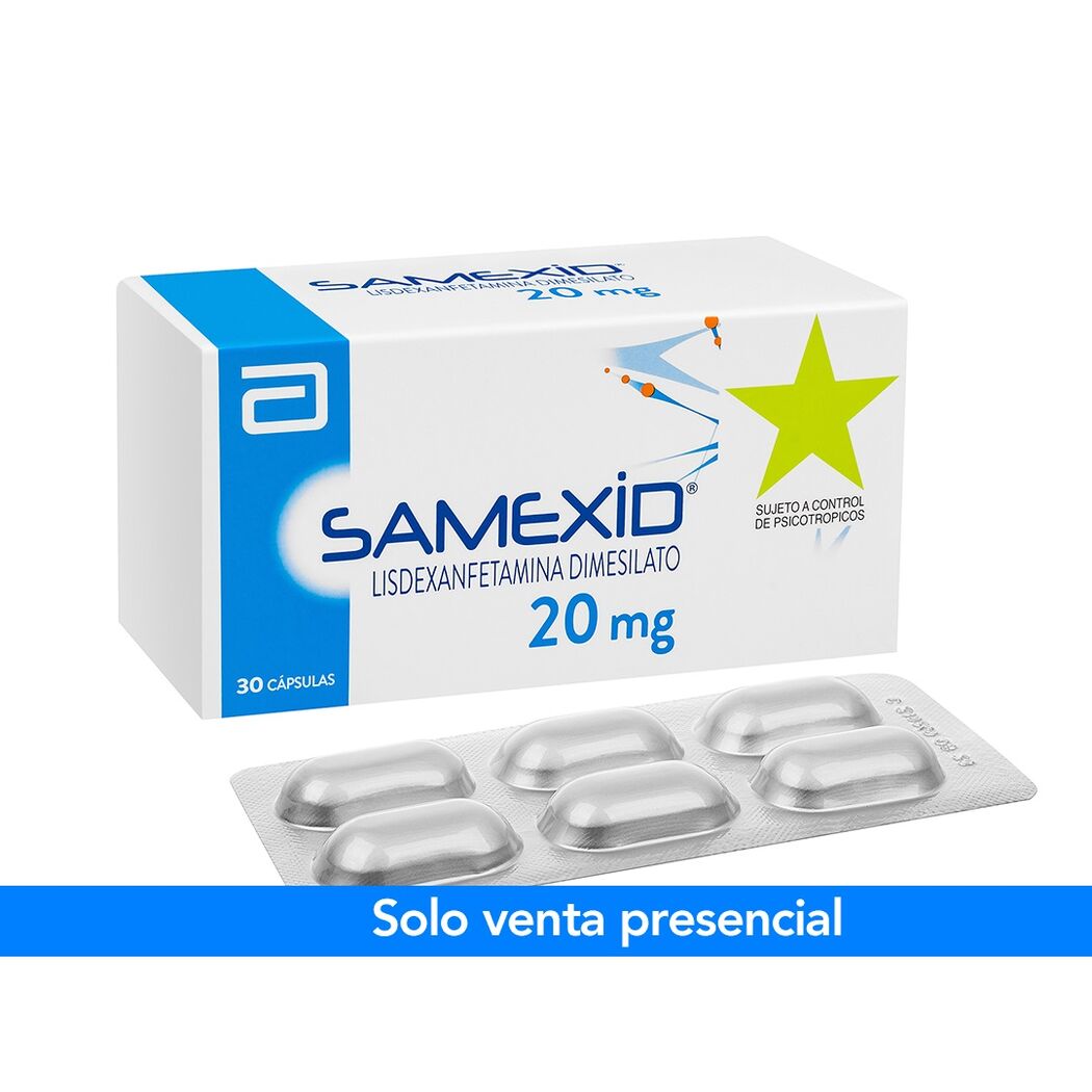 Samexid Lisdexanfetamina 20mg 30 Cápsulas