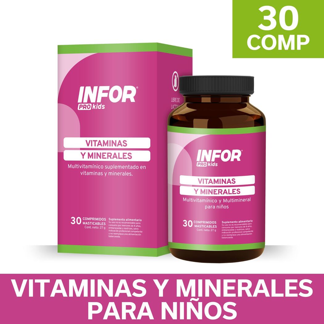 Vitaminas y Minerales Infortin Infantil 30 Comprimidos