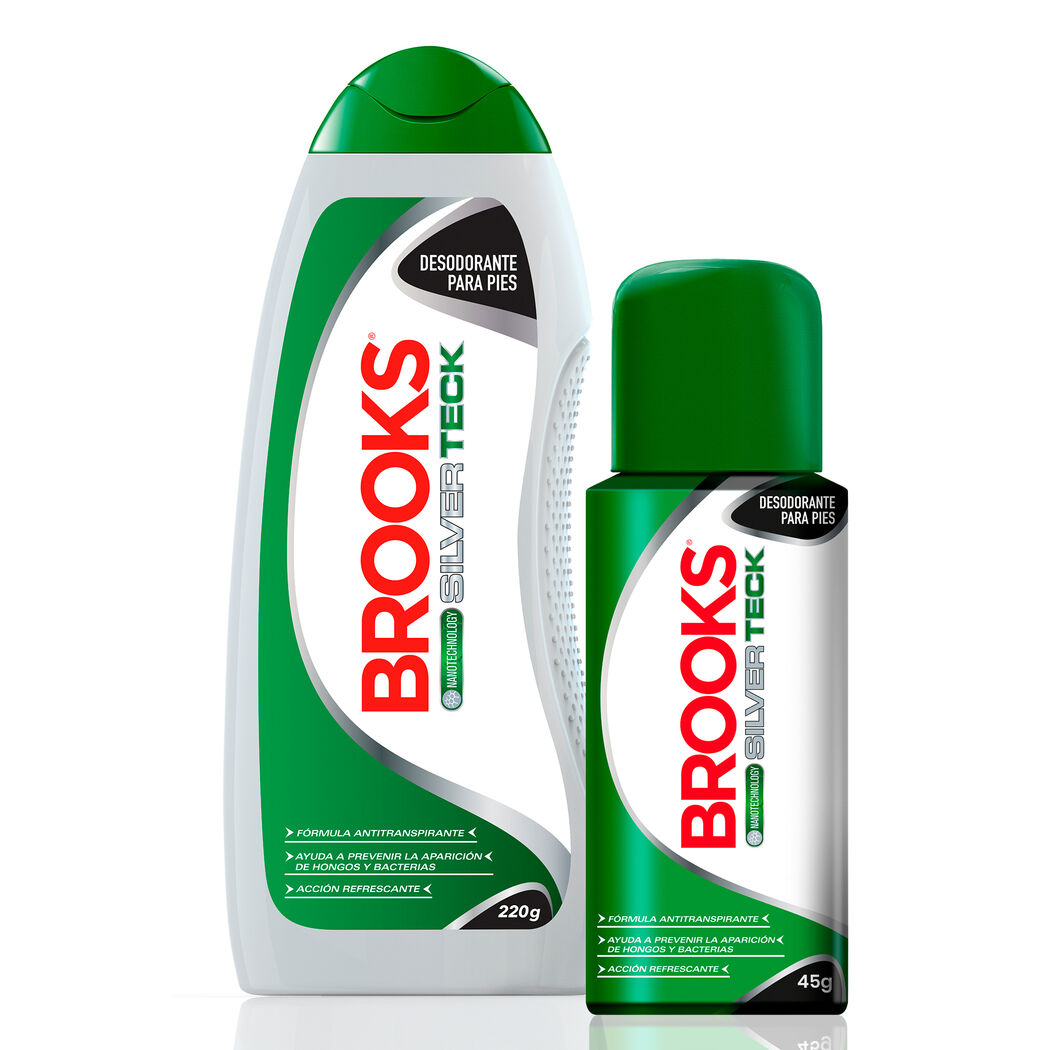 Talco Polvo Silver 220g + Talco Spray Silver 45g Brooks