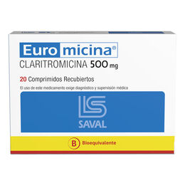 Euromicina (B) Claritromicina 500mg 20 Comprimidos Recubiertos