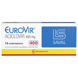 Eurovir (B) Aciclovir 400mg 15 Comprimidos