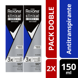 Pack Rexona Clinical Men Desodorante Antitranspirante Clean Hombre 150ml