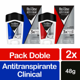 Pack Rexona Clinical, 2 Desodorante Masculino Crema En Barra