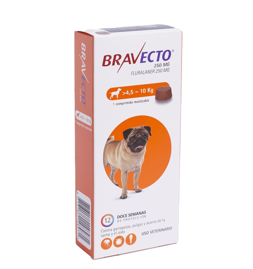Bravecto 4.5 a 10kg 250mg Perro 1 Comprimido Masticable