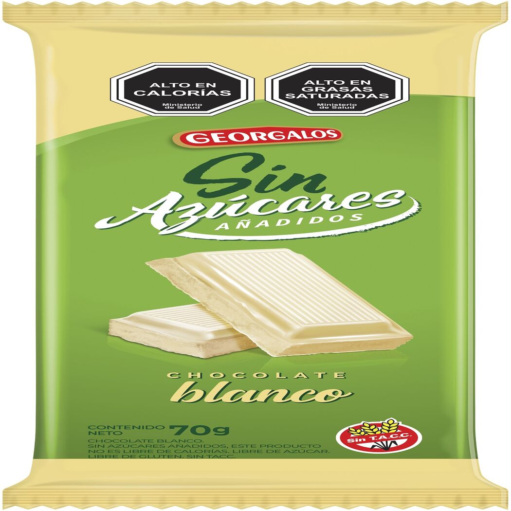Tableta Georgalo Chocolate Blanco S/Azúcar 70g