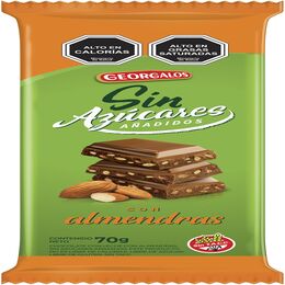 Tableta Georgalo Chocolate Con Almendras S/Azúcar 70g