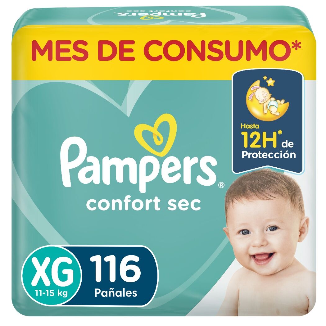 Pampers Pañales Desechables Confort Sec XG 116 Unidades