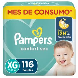 Pampers Pañales Desechables Confort Sec XG 116 Unidades