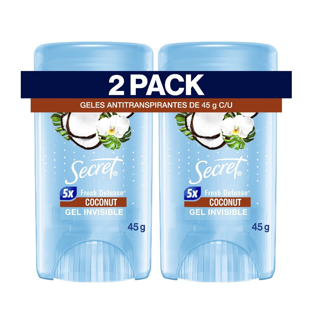 Antitranspirante en Gel Secret Coco 45g 2 Unidades