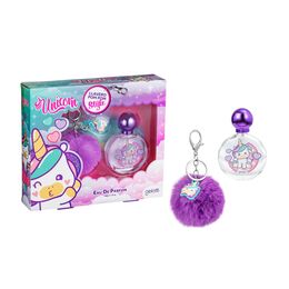 Set De Perfume + Llavero Pom Pom Unicornio