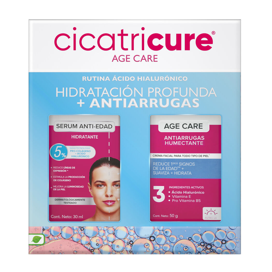 Pack Cicatricure Sérum Antiedad Hidratante 30ml + Age Care Crema Humectante 50g