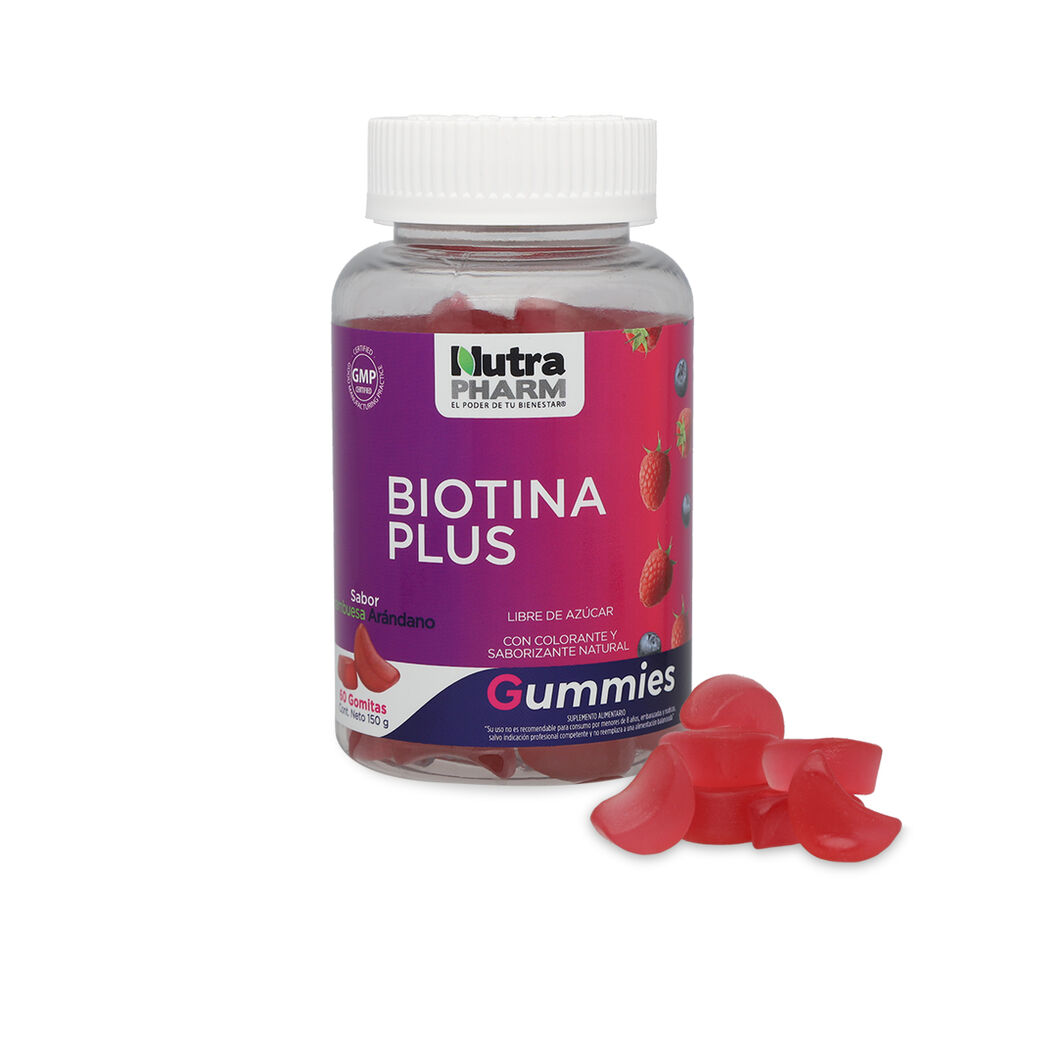 Biotina Plus Frambuesa Arándano Nutrapharm 60 Gummies