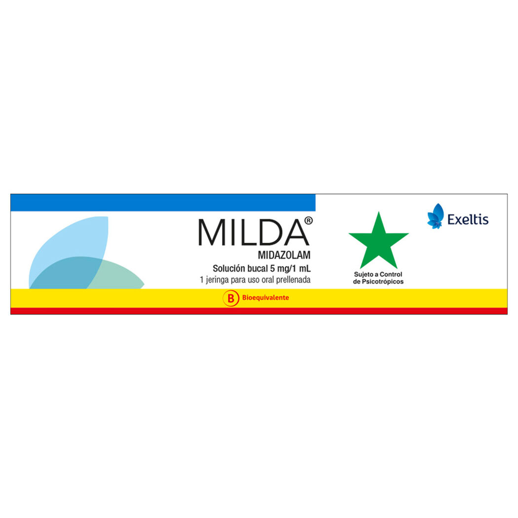 Milda (B) Midazolam 5mg/1ml Solución Bucal 2 Jeringas Prellenadas