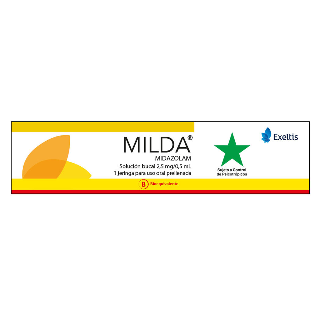 Milda (B) Midazolam 2.5mg/0.5ml Solución Bucal 2 Jeringas Prellenadas