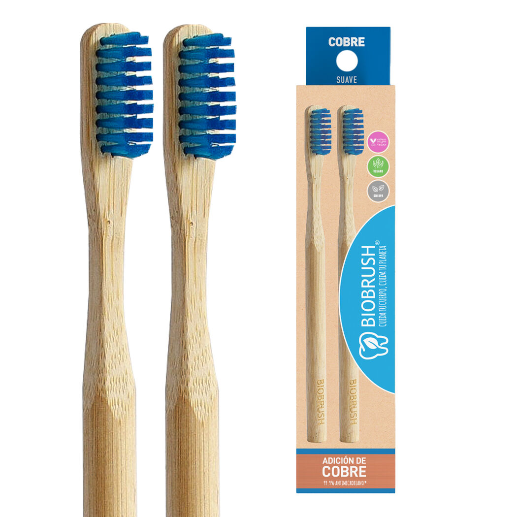 Duo Pack Cepillo Dental de Bambú Suave Azul