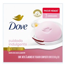 Dove Jabón Barra Cuidado Indulgente Coco Jazmín 3 Unidades