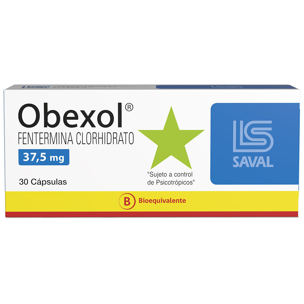 Obexol Fentermina 37.5mg 30 Cápsulas