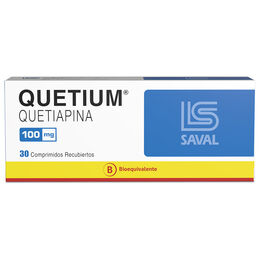 Quetium (B) Quetiapina 100mg 30 Comprimidos Recubiertos