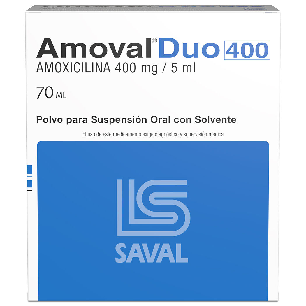 Amoval Duo Amoxicilina 400mg/5ml Suspensión Oral 70ml