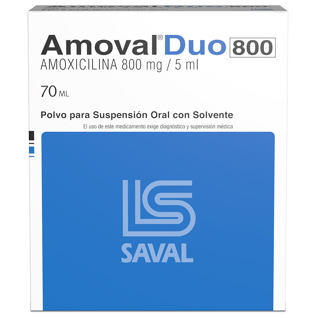 Amoval Duo Amoxicilina 800mg/5ml Suspensión Oral 70ml