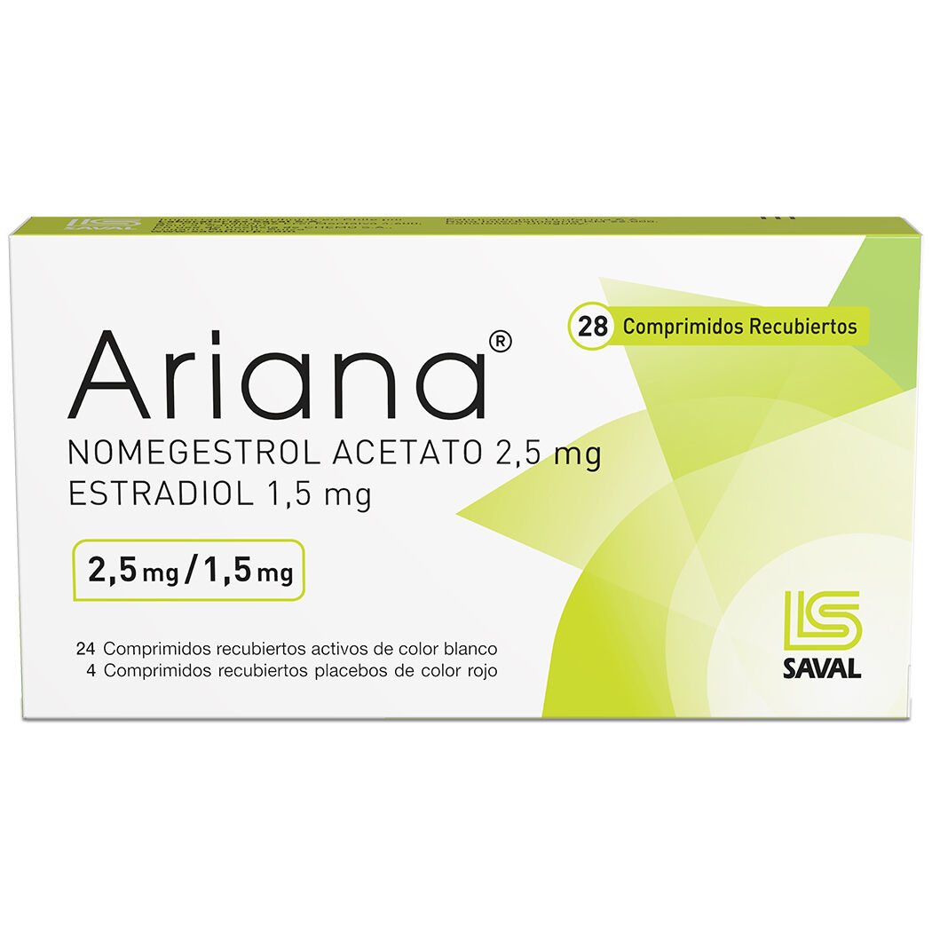 Ariana 2.5mg/1.5mg Nomegestrol / Estradiol 28 Comprimidos Recubiertos