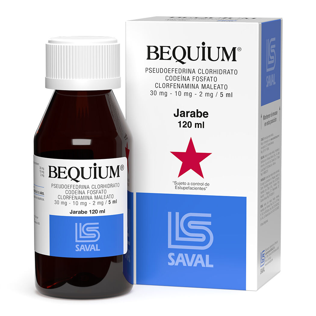 Bequium Pseudoefedrina / Codeína / Clorfenamina Jarabe 120ml