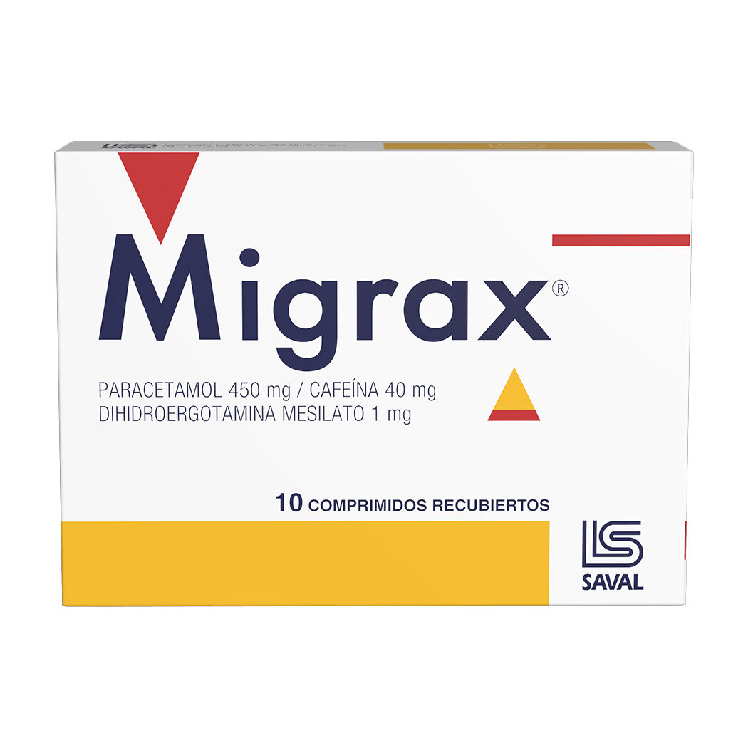Migrax Paracetamol / Cafeí­na / Dihidroergotamina 10 Comprimidos Recubiertos