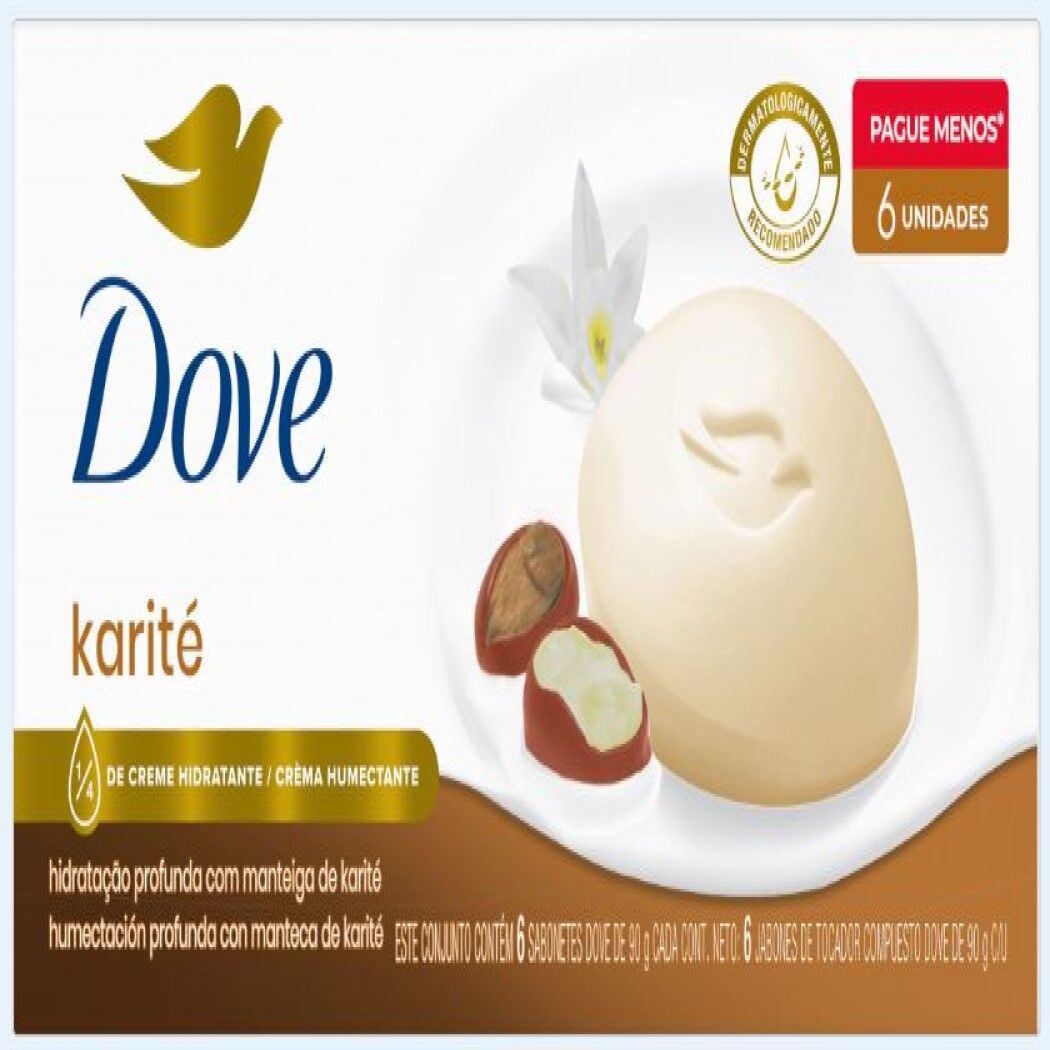 Dove Jabón Barra Karité 90g 6 Unidades