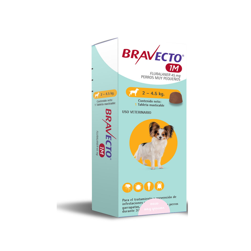 Bravecto 1M Perro de 2 a 4.5kg 1 Tableta Masticable