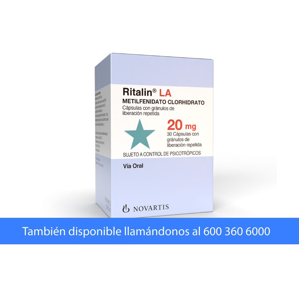Ritalin LA (R) Metilfenidato 20mg 30 Cápsulas