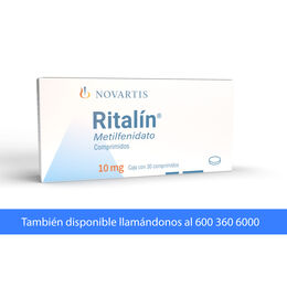 Ritalin (R) Metilfenidato 10mg 30 Cápsulas