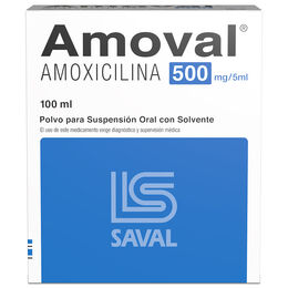 Amoval Amoxicilina 500 mg/5ml Suspensión 100 mL