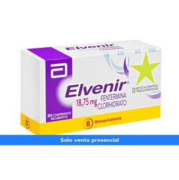 Elvenir (B) Fentermina 18.75mg 30 Comprimidos Recubiertos