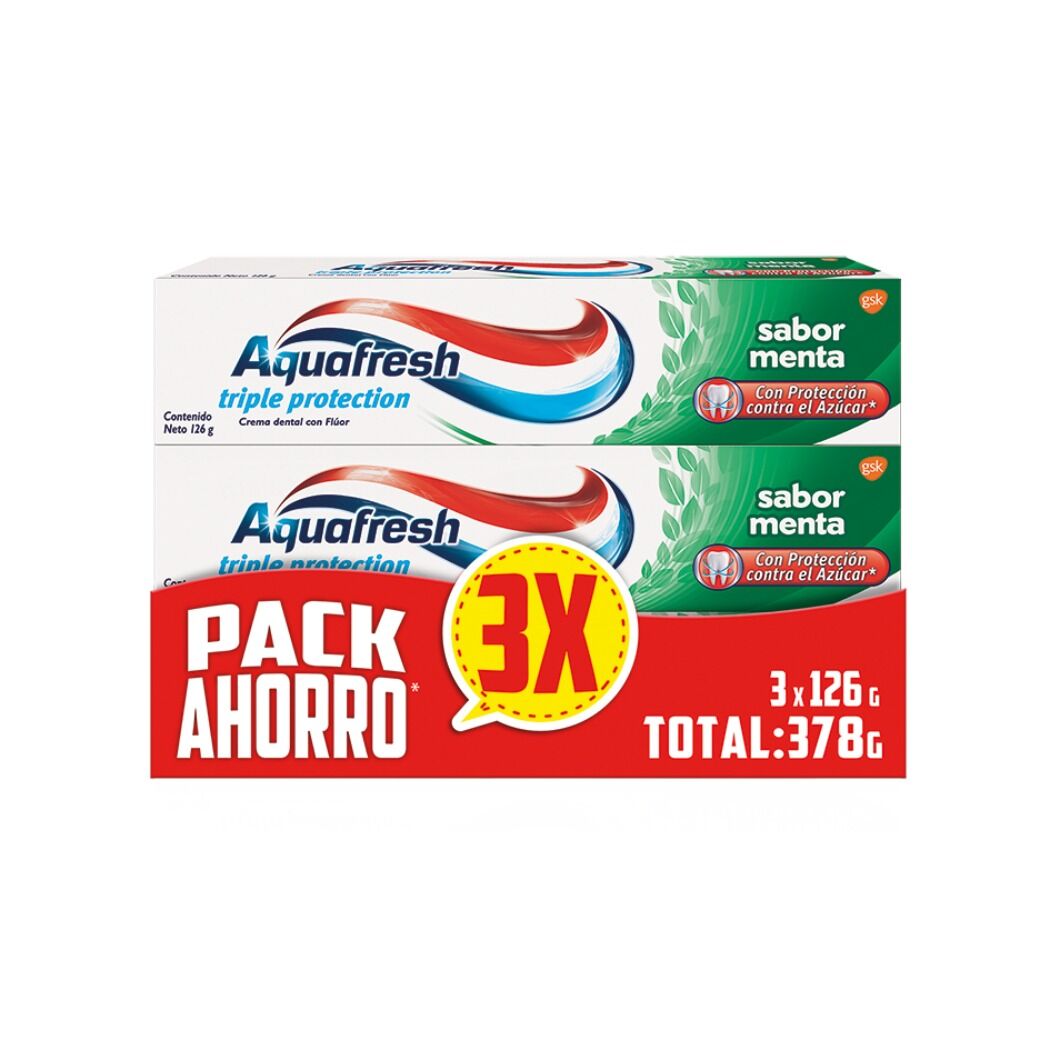 Pack Aquafresh Triple Protection Sabor Menta 3 Unidades