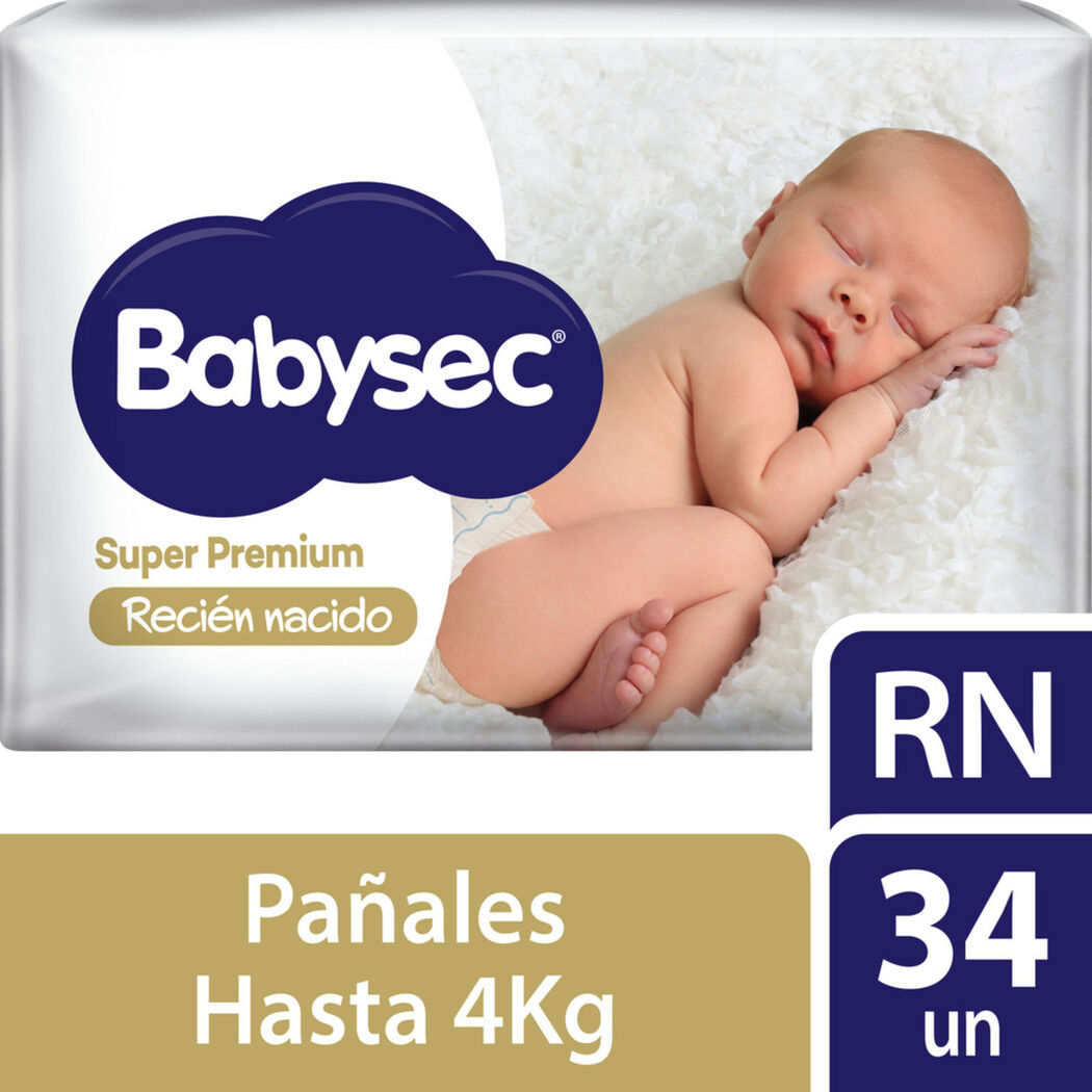Pañales Babysec Recién Nacido 34 Unidades