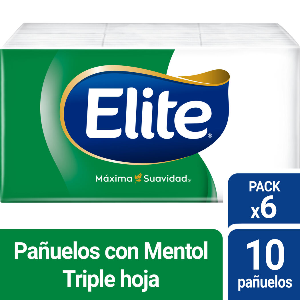 Pañuelo Mentolado Elite Caja 6 Paquetes 10 Unidades