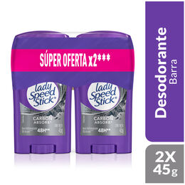 Lady Speed Stick Desodorante Barra Carbón 2 Unidades