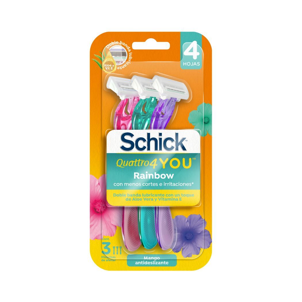 Máquina de afeitar Schick Quattro4 Mujer Rainbow 3 Unidades