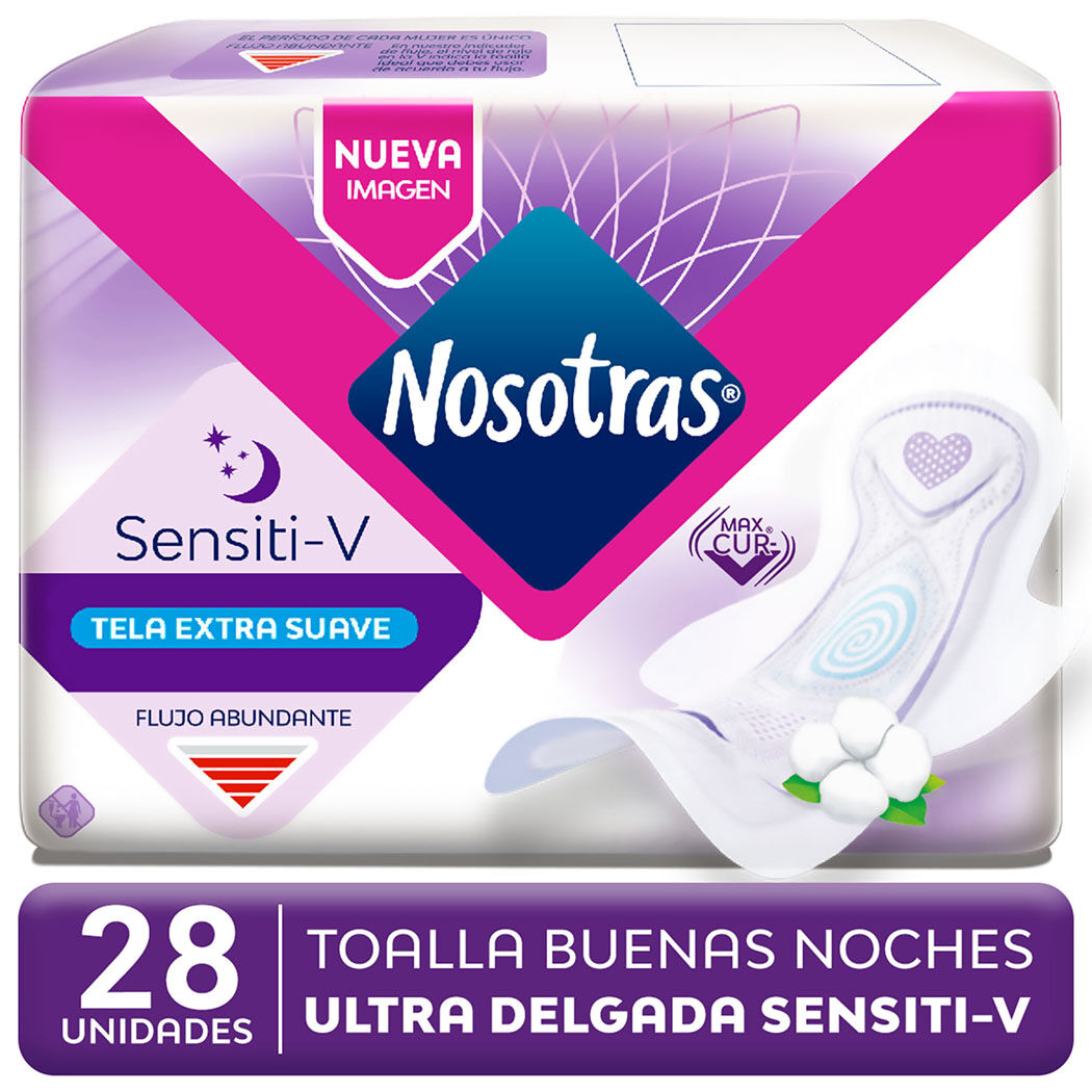 Toalla Nosotras Ultra Delgada Nocturna Sensiti-V 28 Unidades