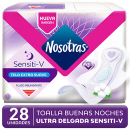 Toalla Nosotras Ultra Delgada Nocturna Sensiti-V 28 Unidades